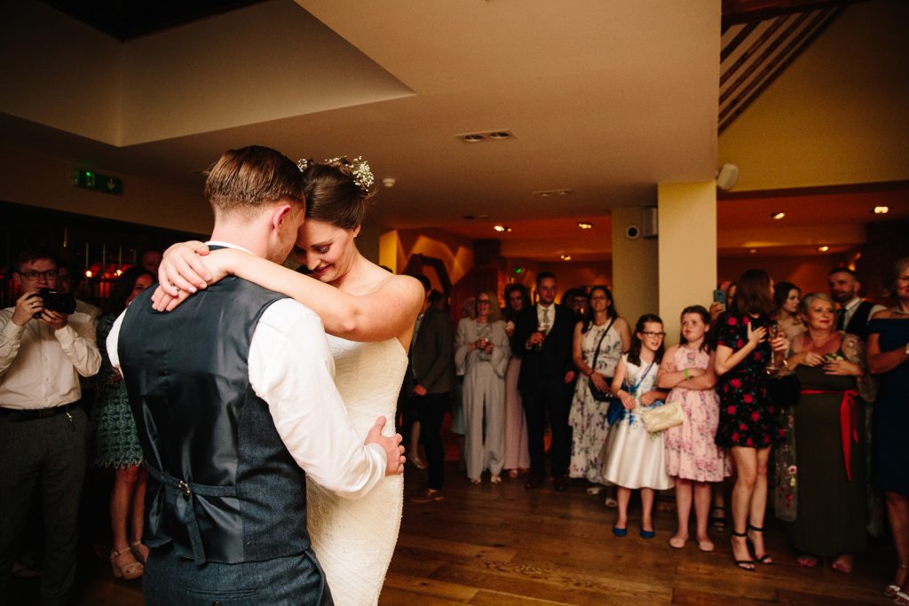 Bride and groom dancing their first dance, Nuthurst Grange